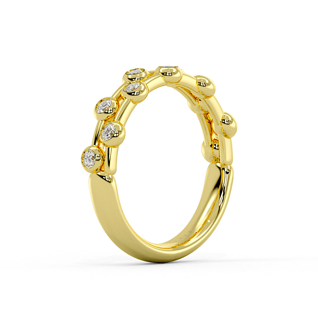 Spaced Flush Set Diamond Double Band Wedding Ring