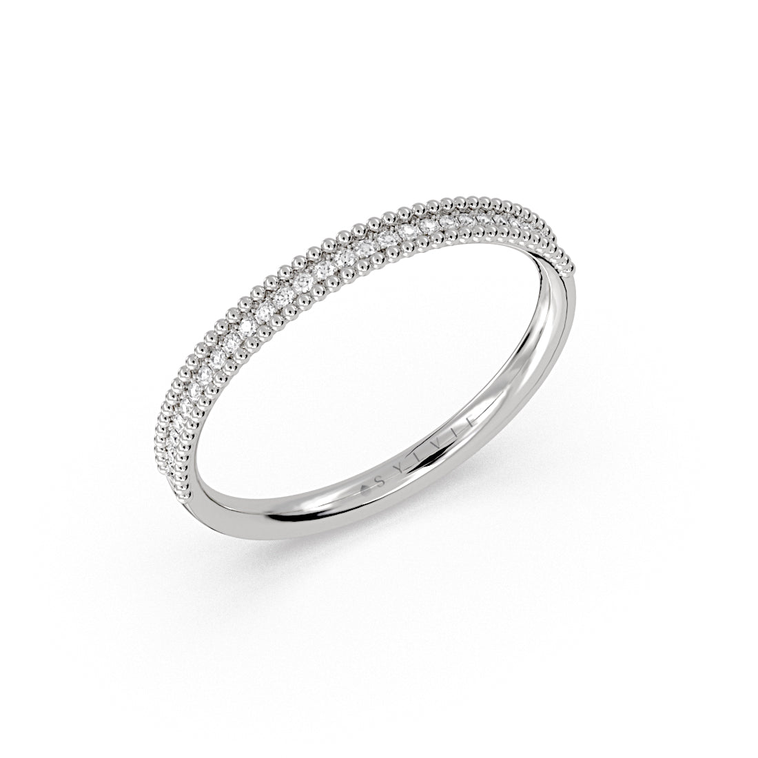 Beaded Channel Diamond Wedding Ring