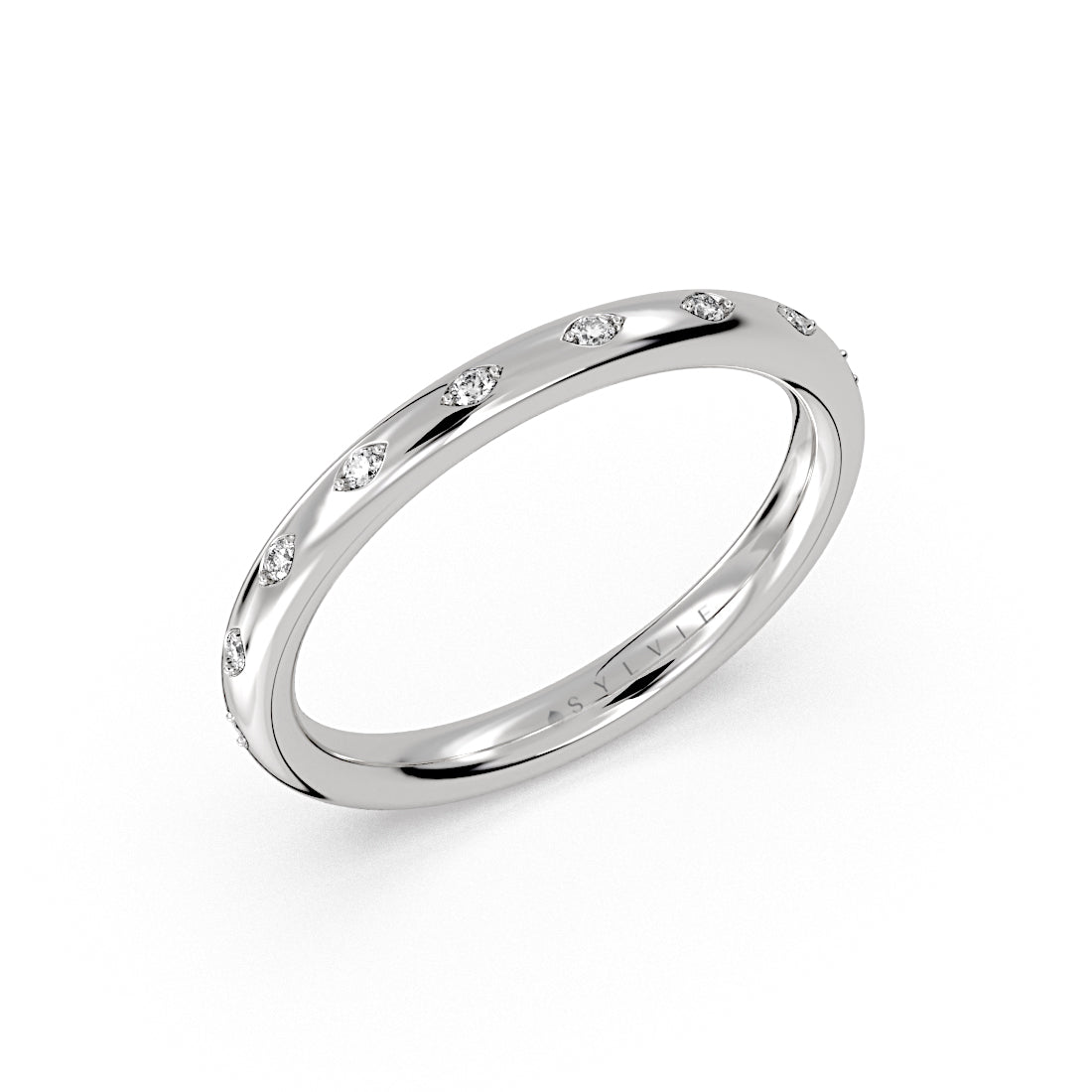 Flush Set Spaced Diamond Wedding Ring