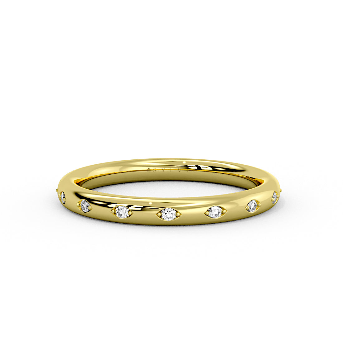 Flush Set Spaced Diamond Wedding Ring