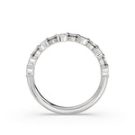 Wavy Half Bezel Diamond Wedding Ring - 0.57 CT