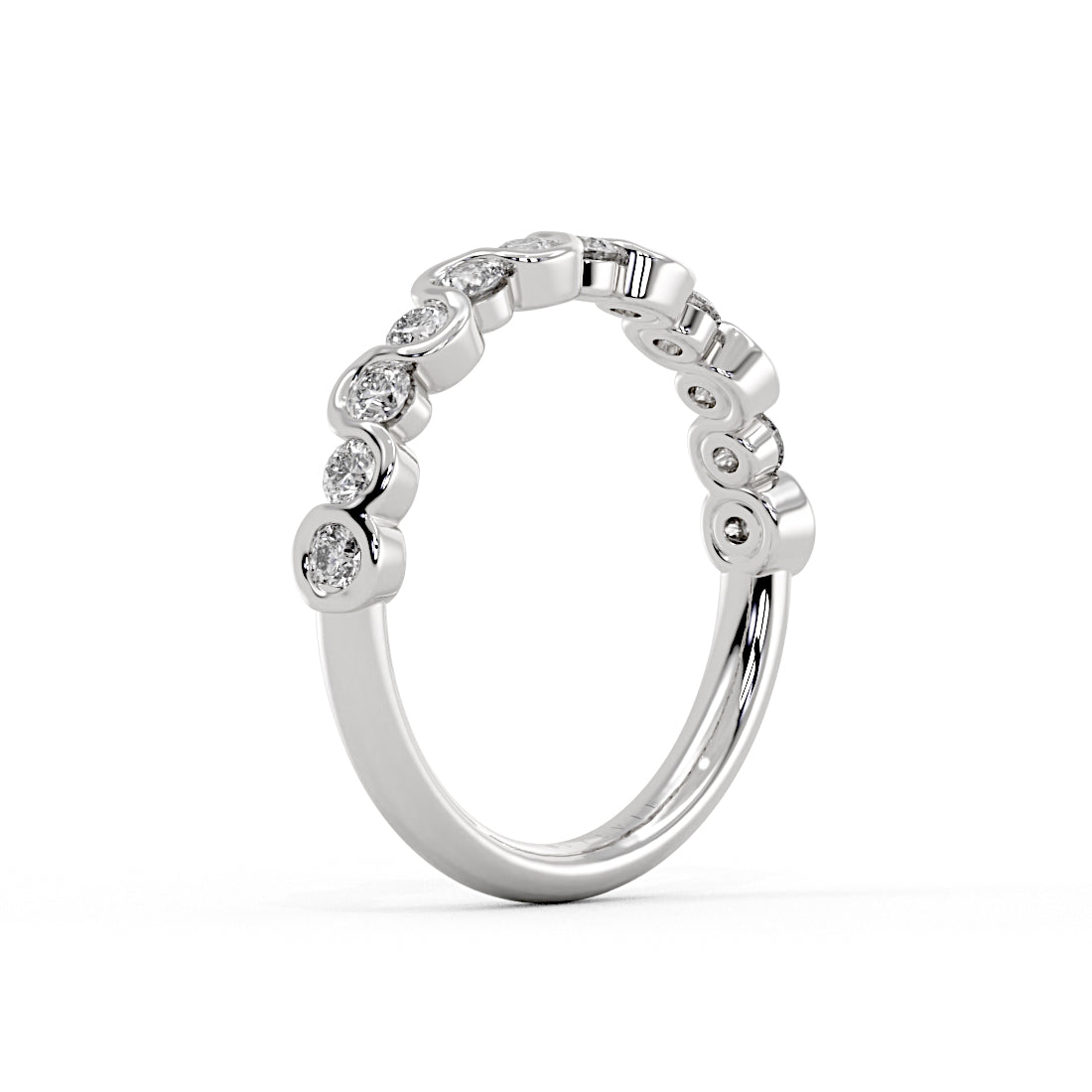 Wavy Half Bezel Diamond Wedding Ring - 0.57 CT