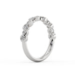 Wavy Half Bezel Diamond Wedding Ring - 0.57 CT