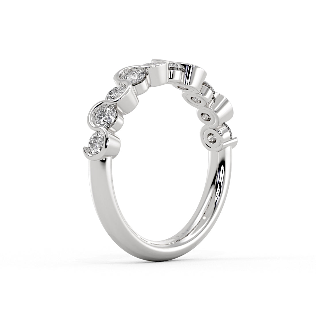 Wavy Half Bezel Diamond Wedding Ring - 0.86 CT