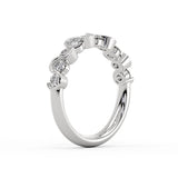Wavy Half Bezel Diamond Wedding Ring - 0.86 CT