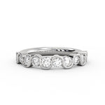 Wavy Half Bezel Diamond Wedding Ring - 0.86 CT