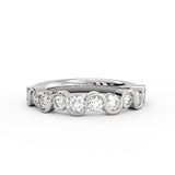 Wavy Half Bezel Diamond Wedding Ring - 0.86 CT