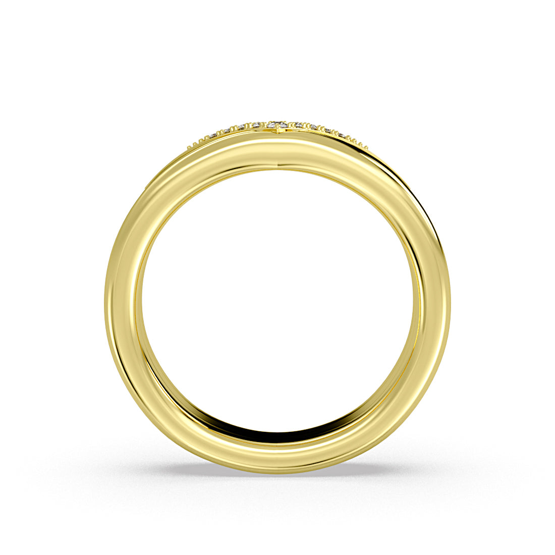 Iconelle Triple Band Wedding Ring with Diamond Shell Tip