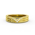 Iconelle Triple Band Wedding Ring with Diamond Shell Tip
