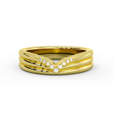 Iconelle Triple Band Wedding Ring with Diamond Shell Tip