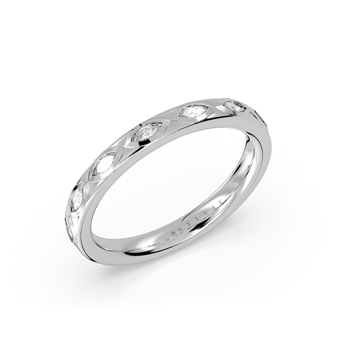 Flush Set Marquise Diamond Wedding Ring