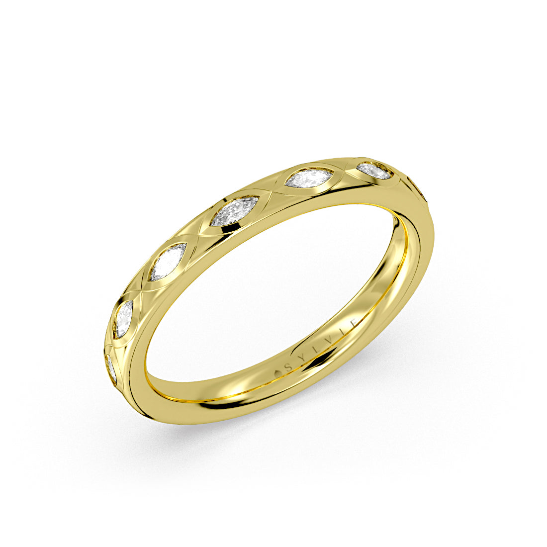 Flush Set Marquise Diamond Wedding Ring