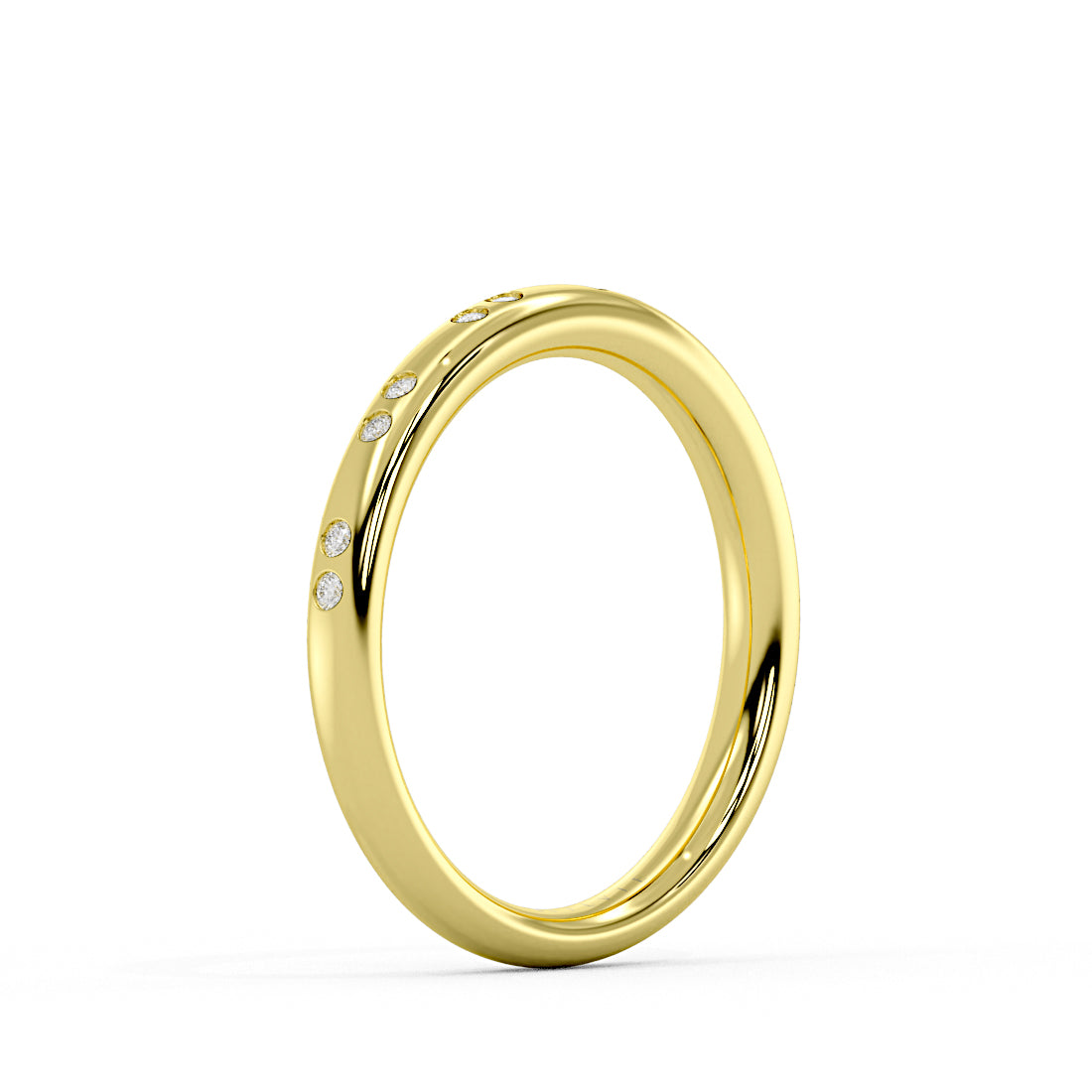 Flush Set Spaced Diamond Duos Wedding Ring