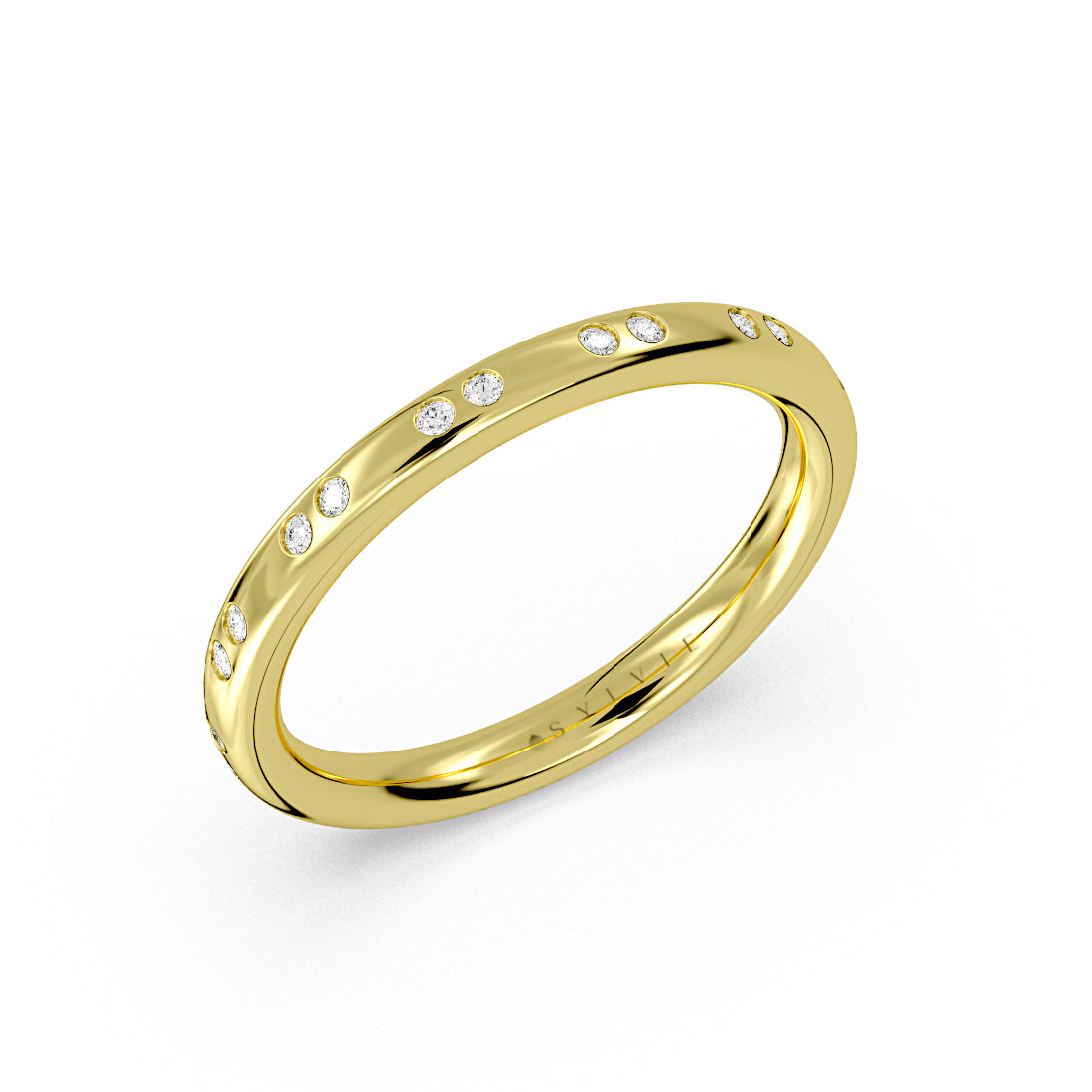 Flush Set Spaced Diamond Duos Wedding Ring