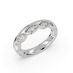 Flush Set Marquise Diamond Wedding Ring with Thick Band