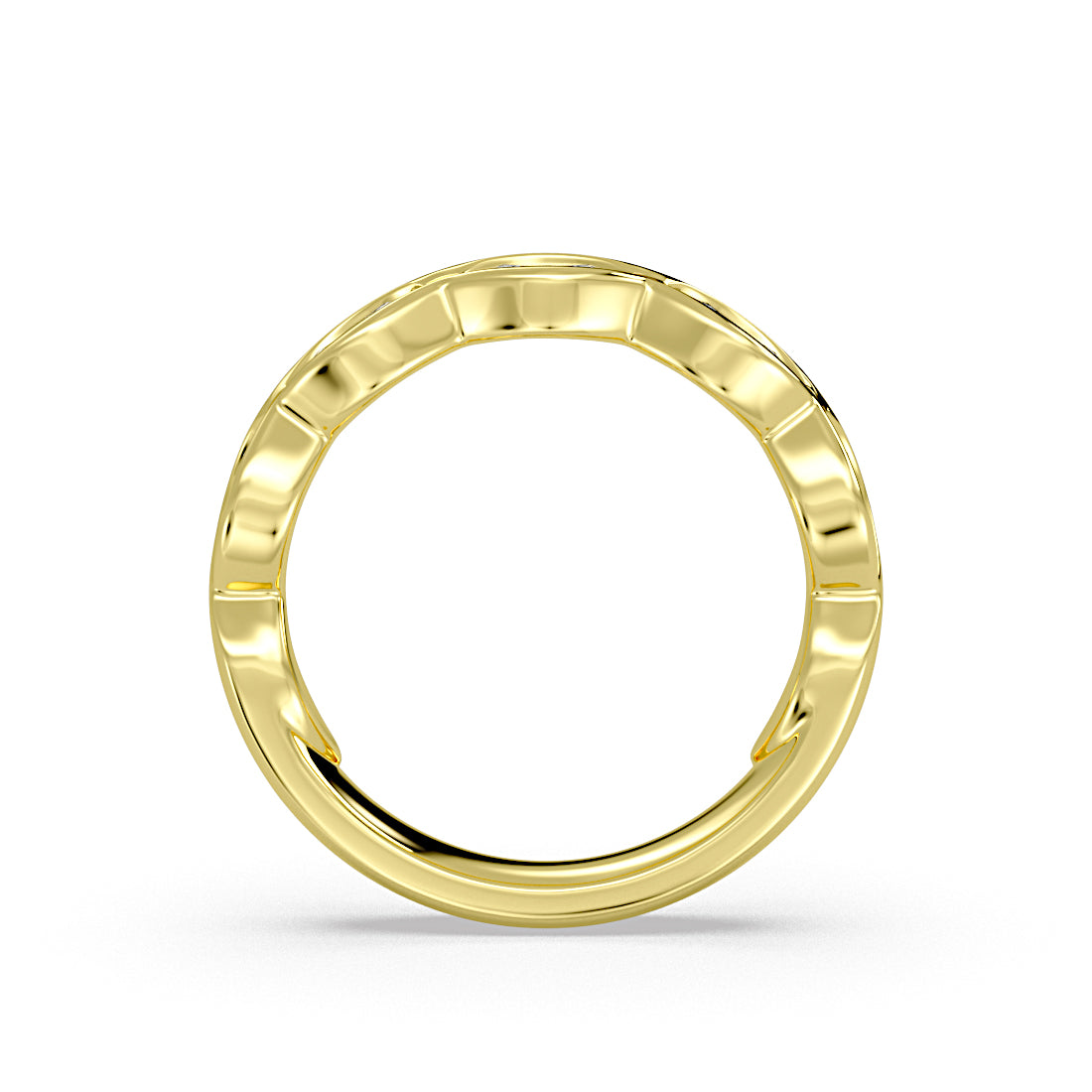 Flush Set Marquise Diamond Wedding Ring with Thick Band
