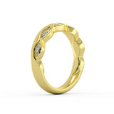 Flush Set Marquise Diamond Wedding Ring with Thick Band