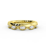 Flush Set Marquise Diamond Wedding Ring with Thick Band