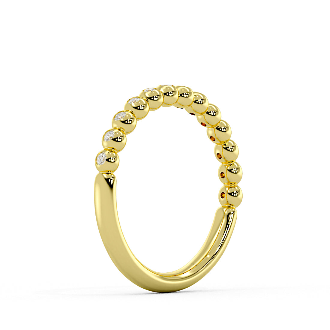 Diamond Bead Wedding Ring - 0.17 CT