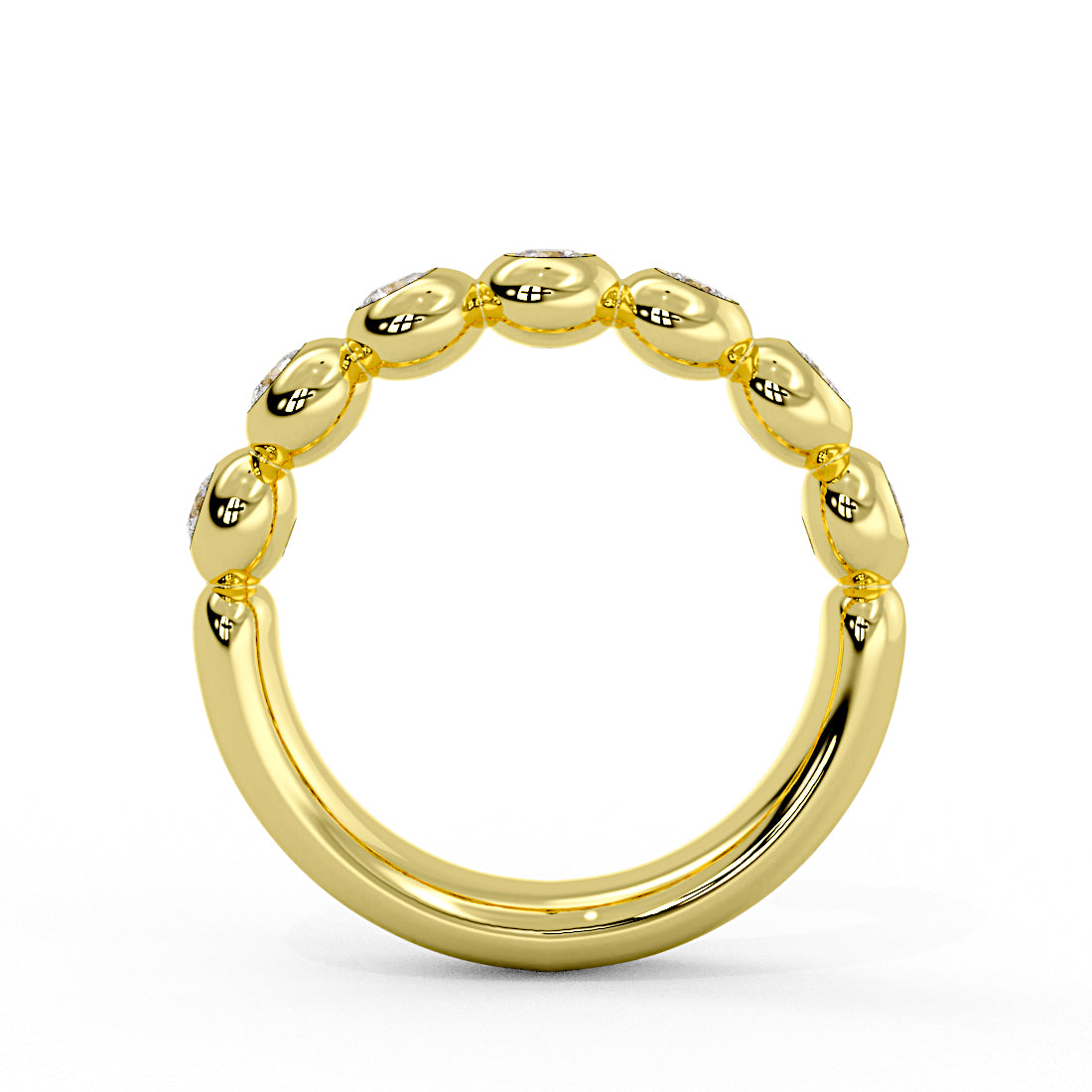 Diamond Bead Wedding Ring - 0.6 CT
