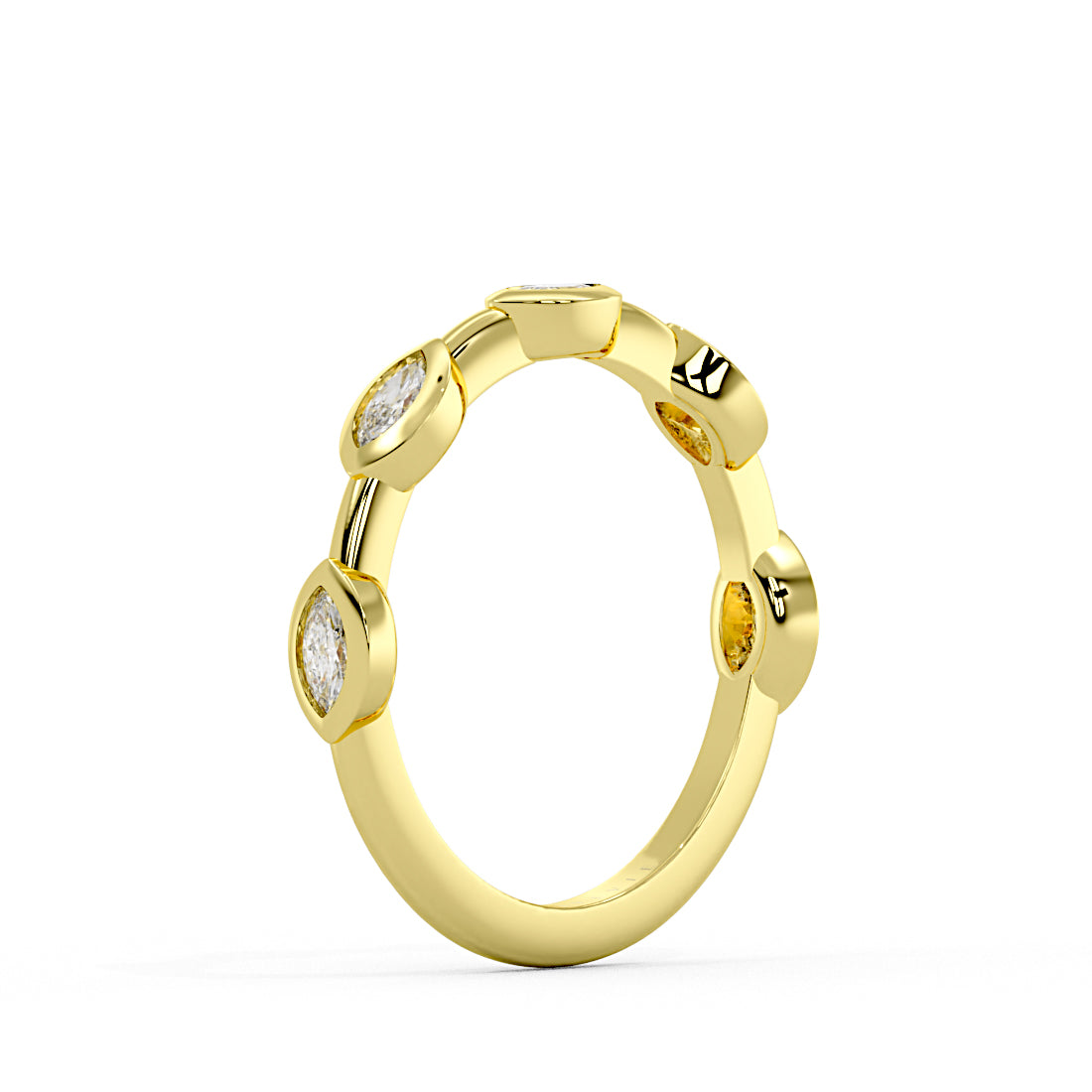 Flush Set Spaced Marquise Diamond Wedding Ring