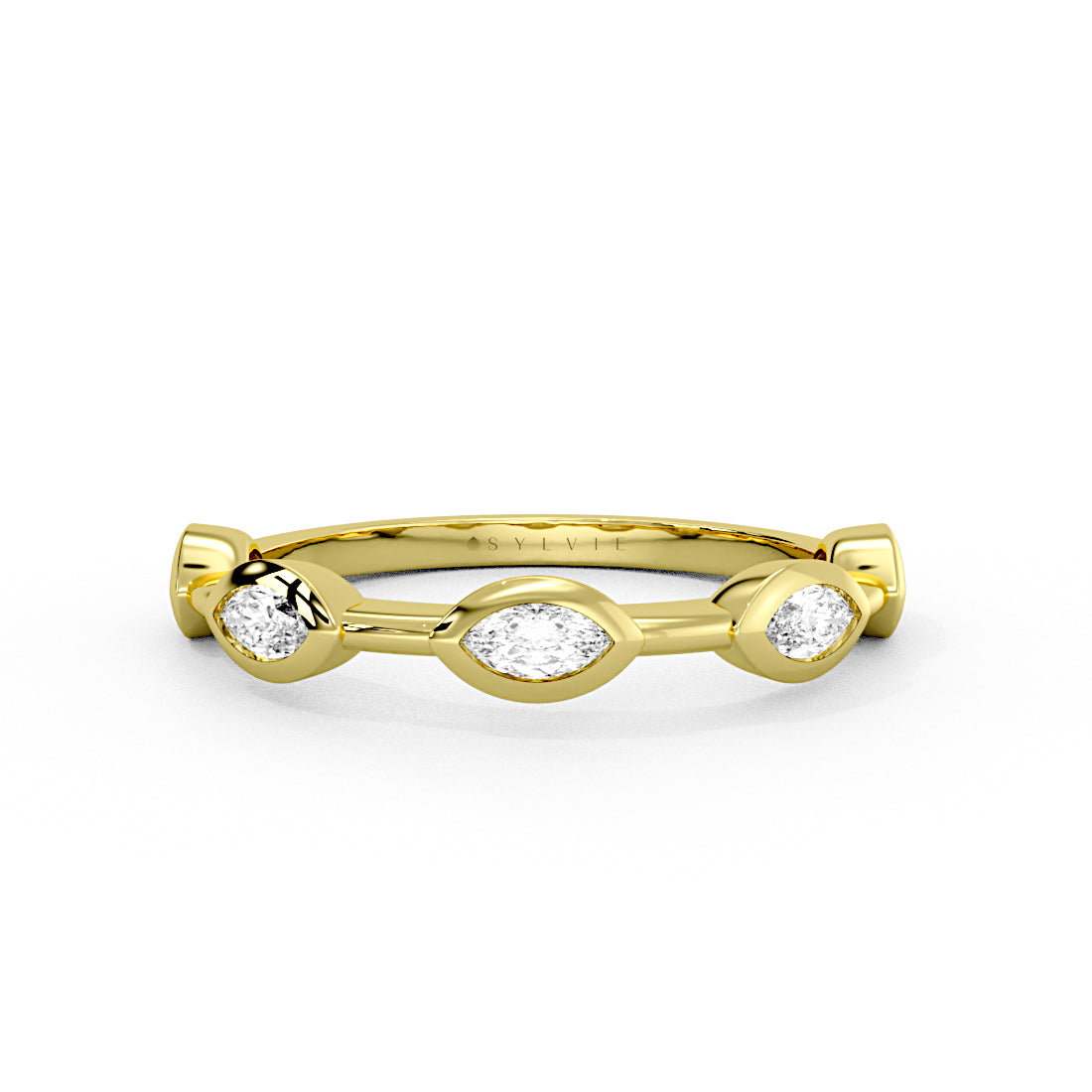 Flush Set Spaced Marquise Diamond Wedding Ring