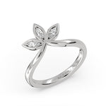 Tulira Floral Bezel Set Marquise Diamond Curved Wedding Ring