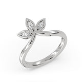Tulira Floral Bezel Set Marquise Diamond Curved Wedding Ring