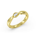 Bezel Marquise Diamond Twist Wedding Ring