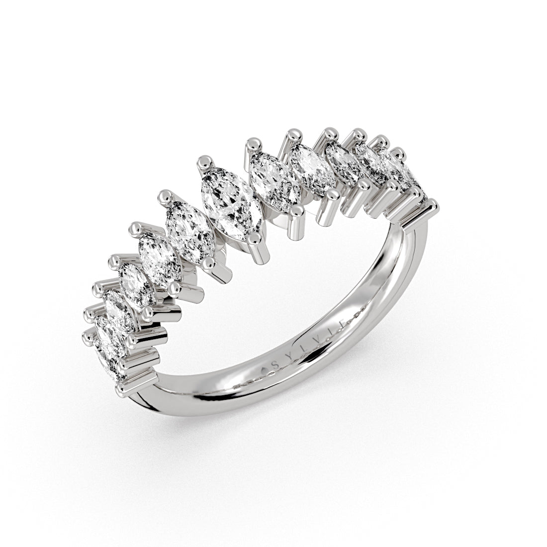 Graduating Marquise Diamond Wedding Ring