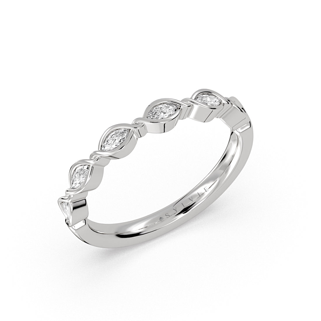 Twisted Bezel Marquise Diamond Wedding Ring