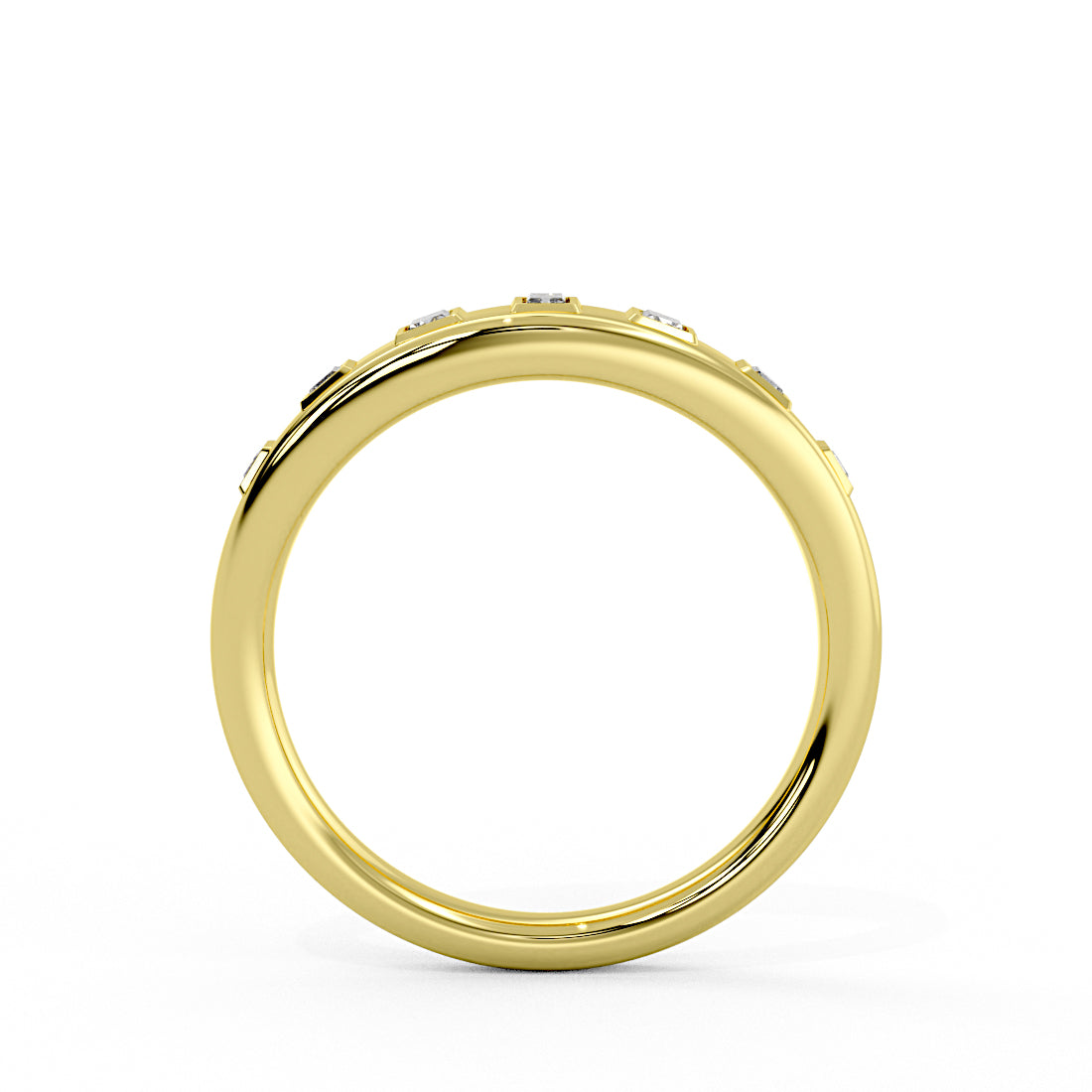 Flush Set Graduating Baguette Diamond Wedding Ring