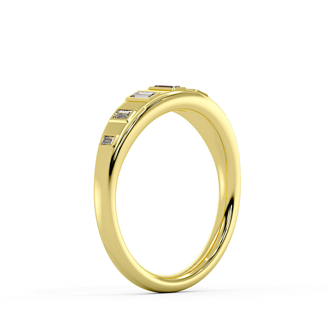 Flush Set Graduating Baguette Diamond Wedding Ring