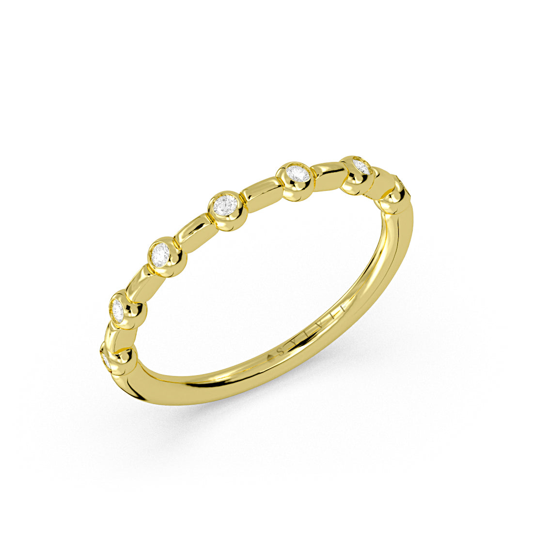 Spaced Diamond Bead Wedding Ring