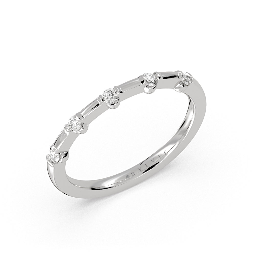 Flush Set Spaced Diamond Wedding Ring