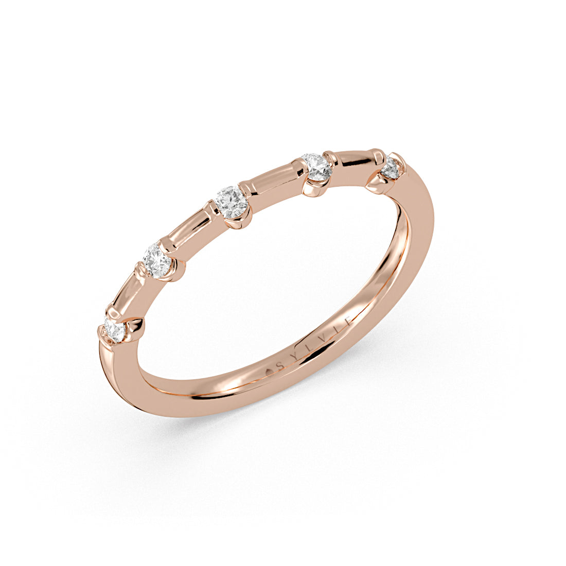 Flush Set Spaced Diamond Wedding Ring