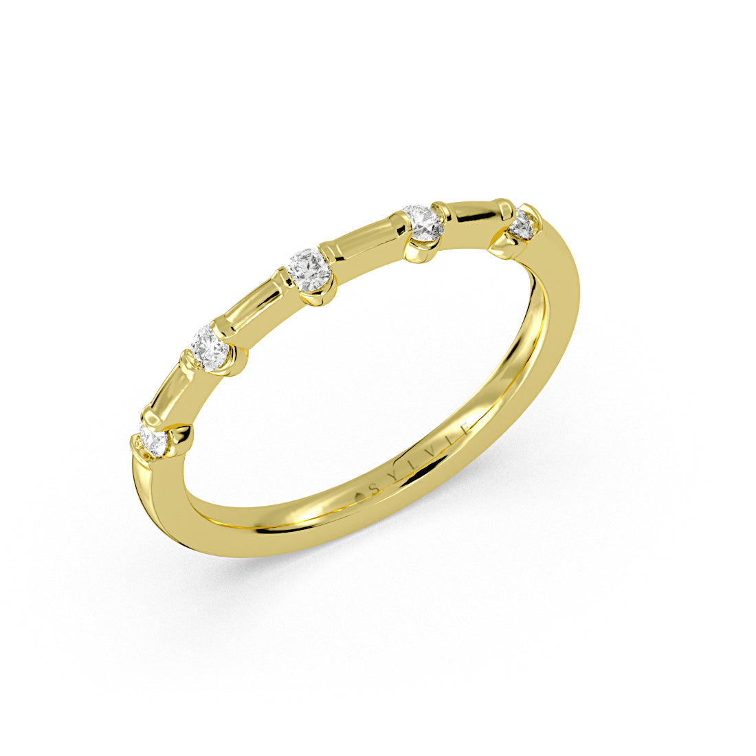 Flush Set Spaced Diamond Wedding Ring