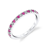 Orielle - Classic Round Brilliant Diamond and Ruby Band
