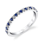 Blue Sapphire and Diamond Wedding Band