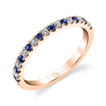 Blue Sapphire and Diamond Wedding Band