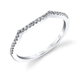 Classic Curved Round Brilliant Diamond Wedding Band - Faustine