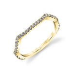 Classic Curved Round Brilliant Diamond Wedding Band - Avril