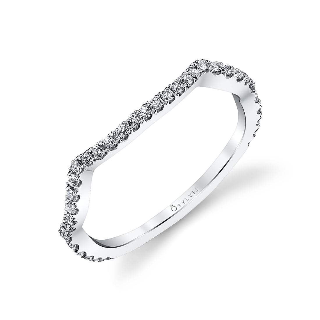 Classic Curved Round Brilliant Diamond Wedding Band - Avril