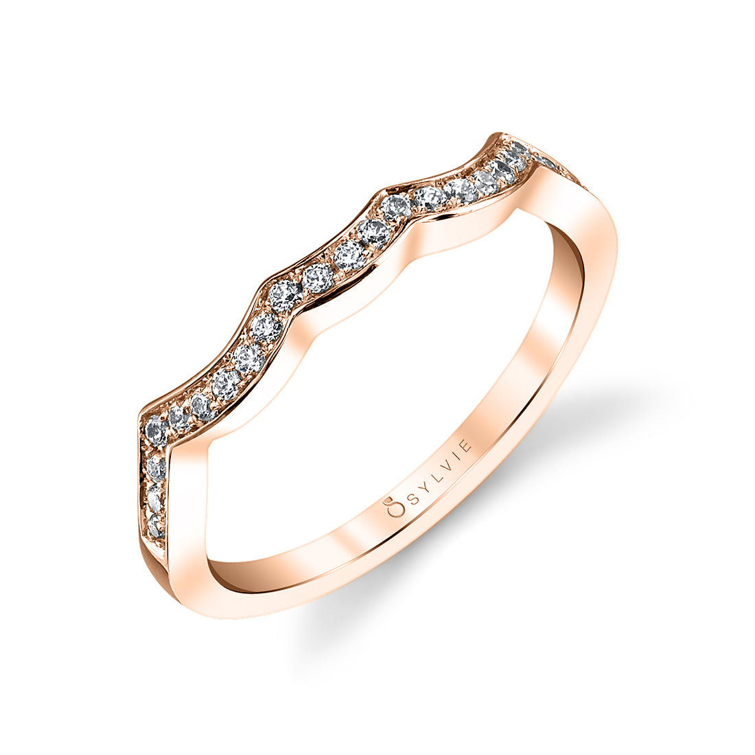 Curved Diamond Wedding Band