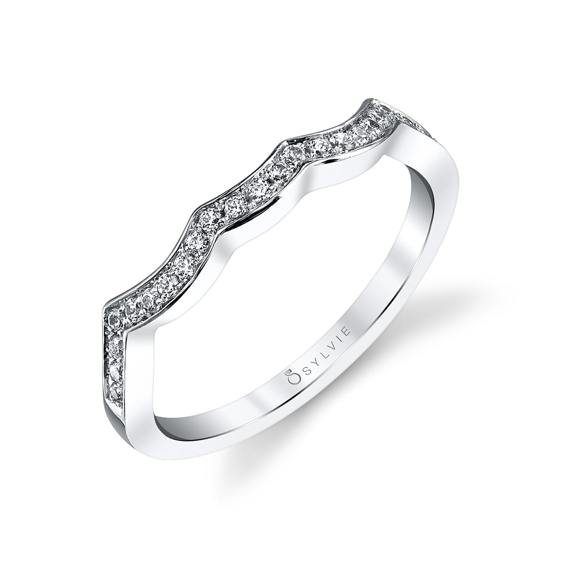 Curved Diamond Wedding Band