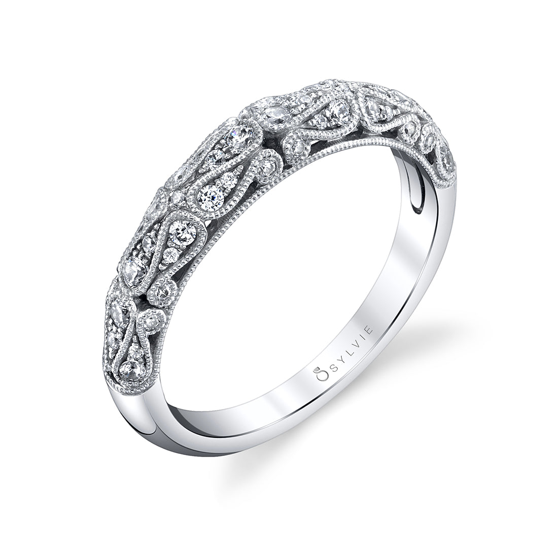 Vintage Inspired Wedding Band with Milgrain Detail - Louise