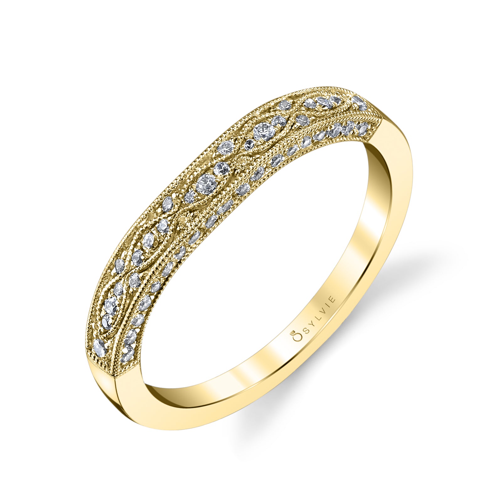 Vintage Inspired Diamond Wedding Band - Destine