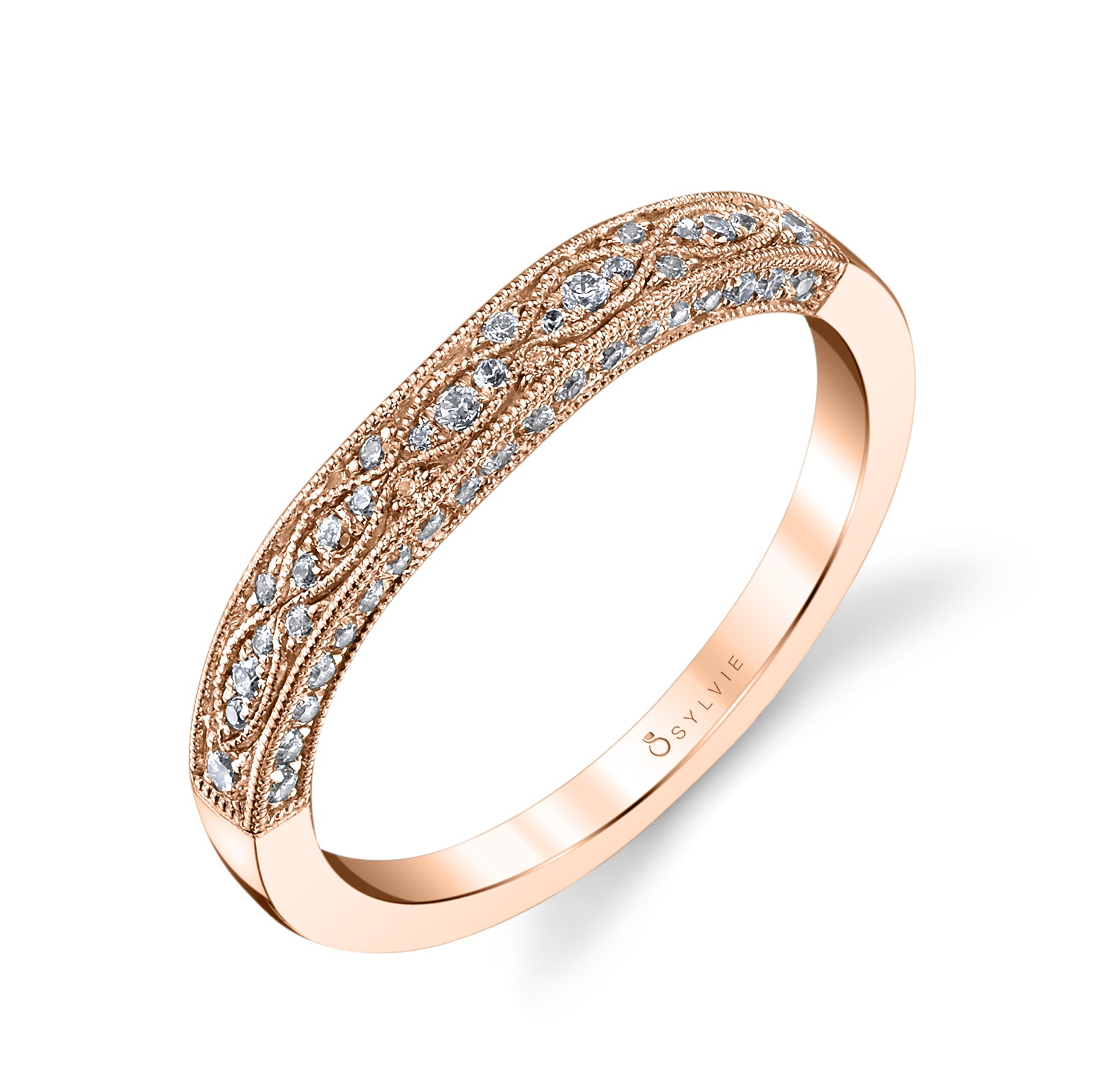 Vintage Inspired Diamond Wedding Band - Destine
