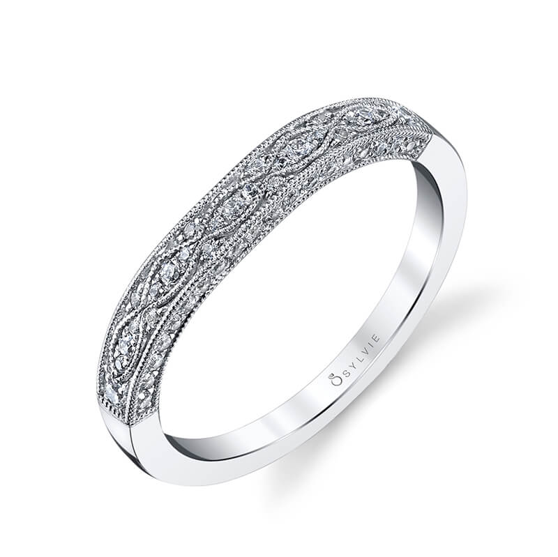 Vintage Inspired Diamond Wedding Band - Destine