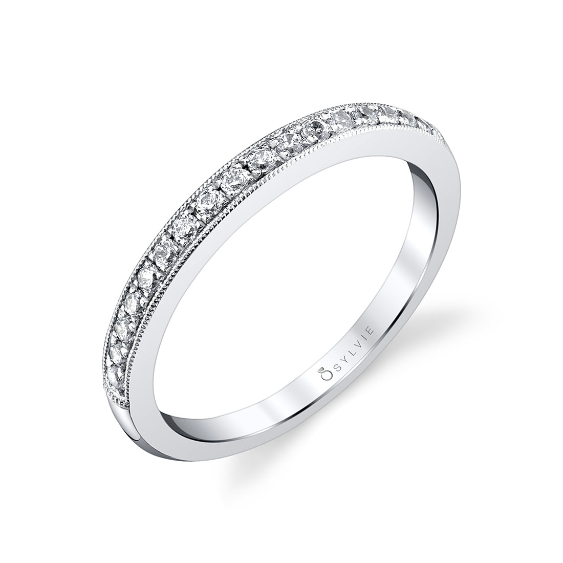 Classic Diamond Wedding Band with Milgrain Detail - Francesca
